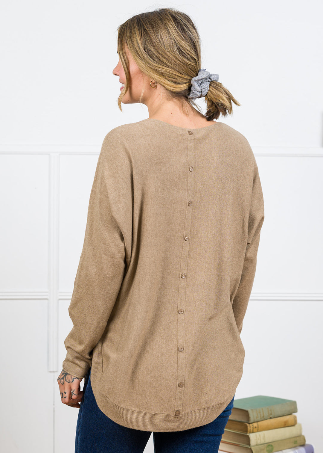 Meo Oversized Button Sweater (Taupe)
