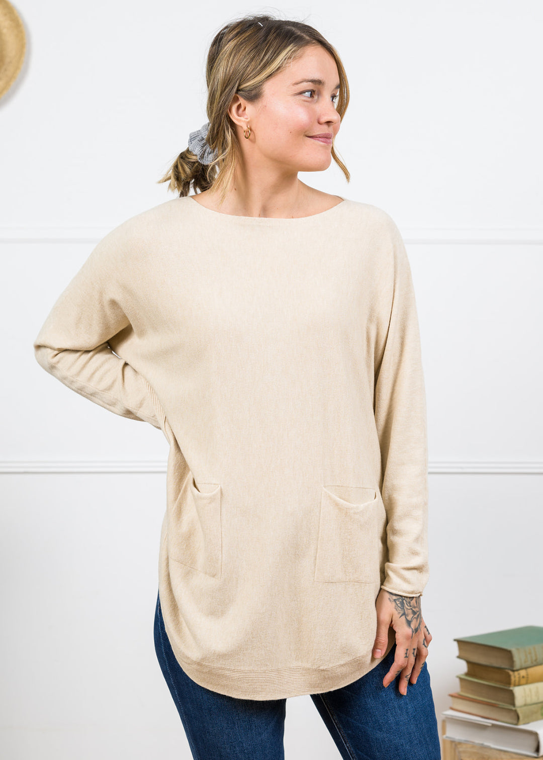 Meo Oversized Button Sweater (Beige)