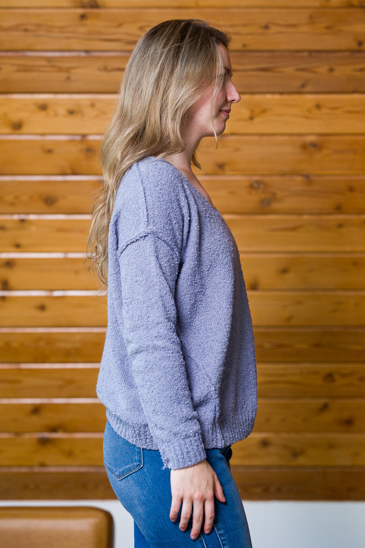 My Cozy Fuzzy Teddy Sweater (Soft Blue)