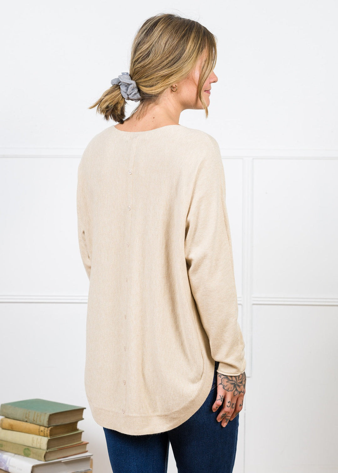 Meo Oversized Button Sweater (Beige)