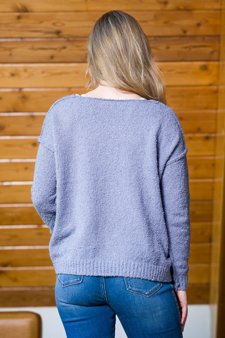 My Cozy Fuzzy Teddy Sweater (Soft Blue)