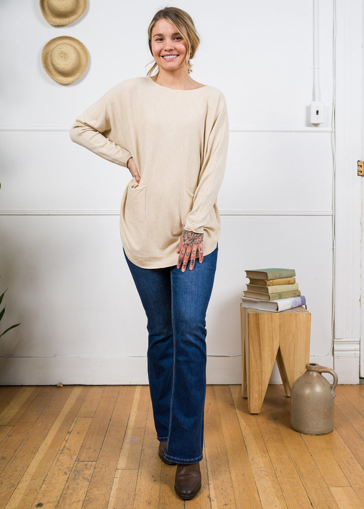 Meo Oversized Button Sweater (Beige)