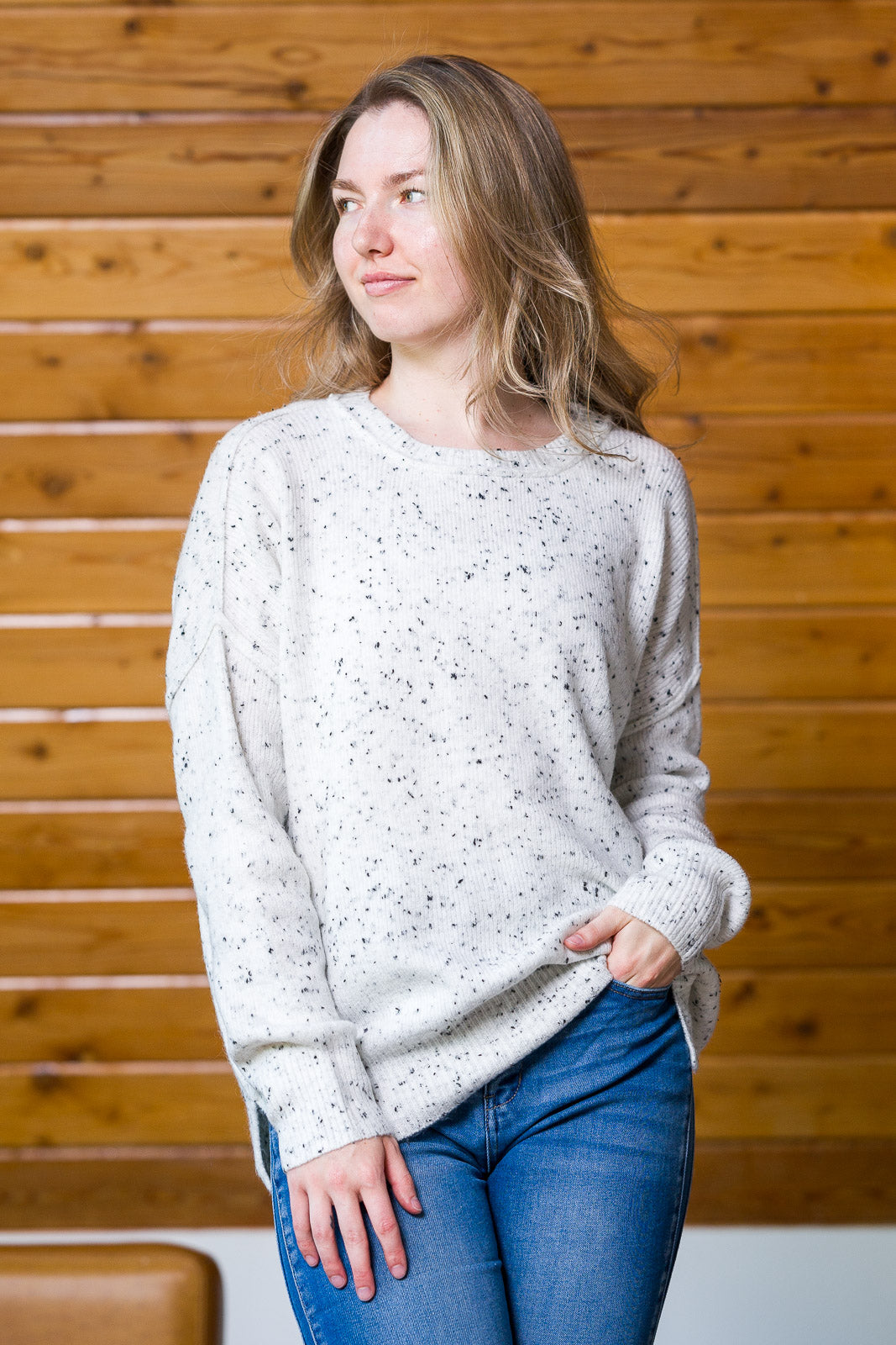 My Cozy Oversized Speckled Sweater (Ivory)