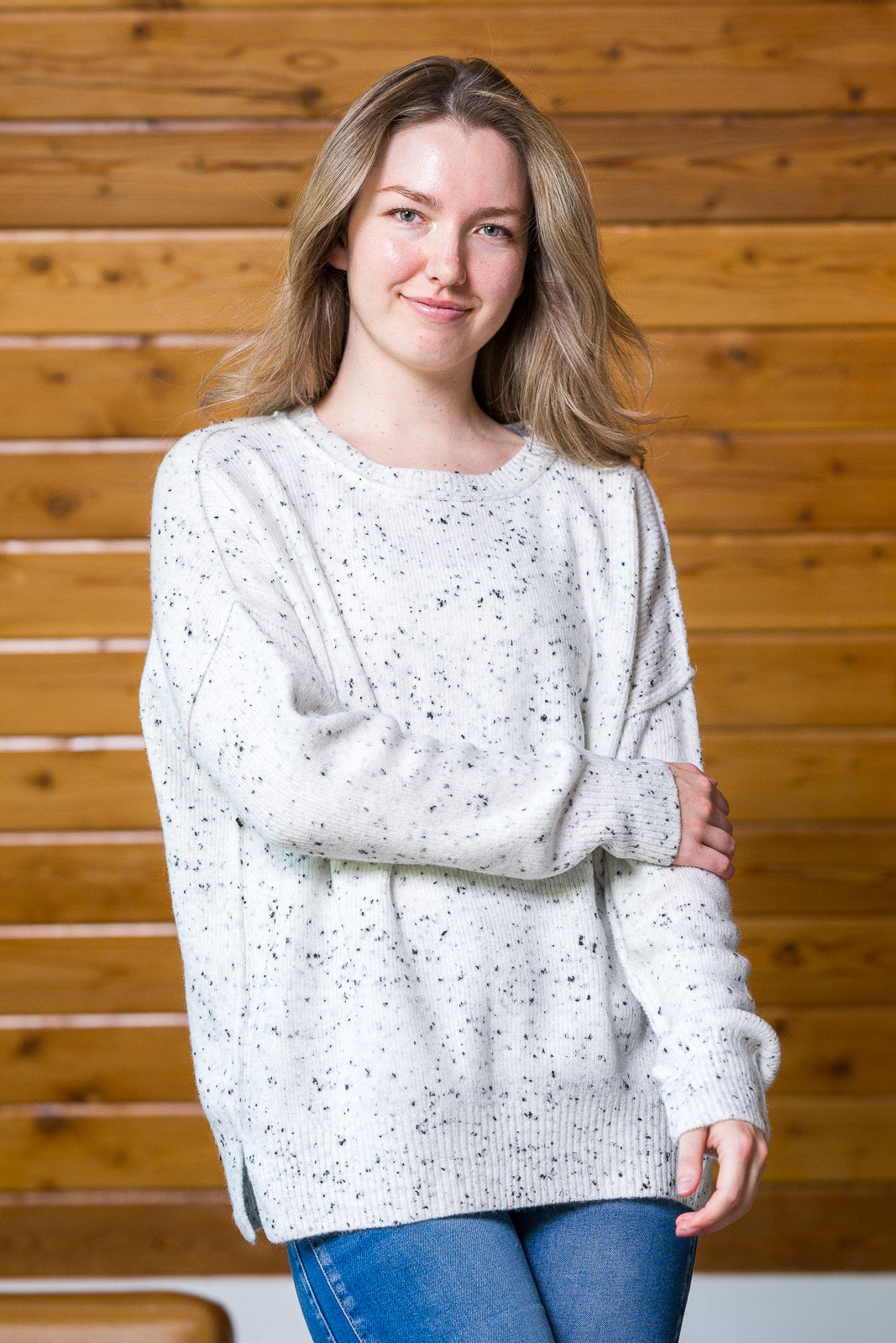 My Cozy Oversized Speckled Sweater (Ivory)