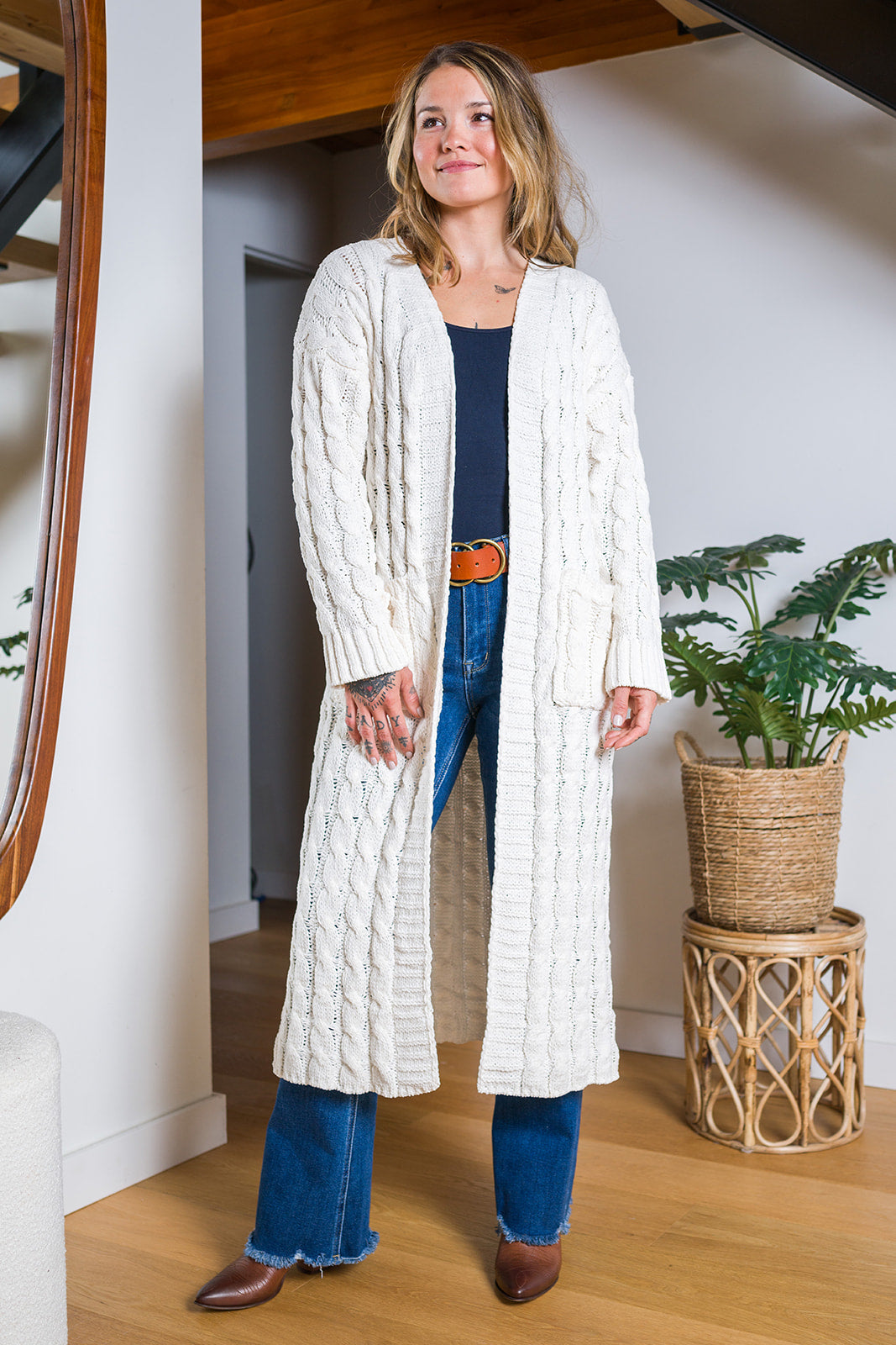 My Cozy Cable Knit Duster (Cream)