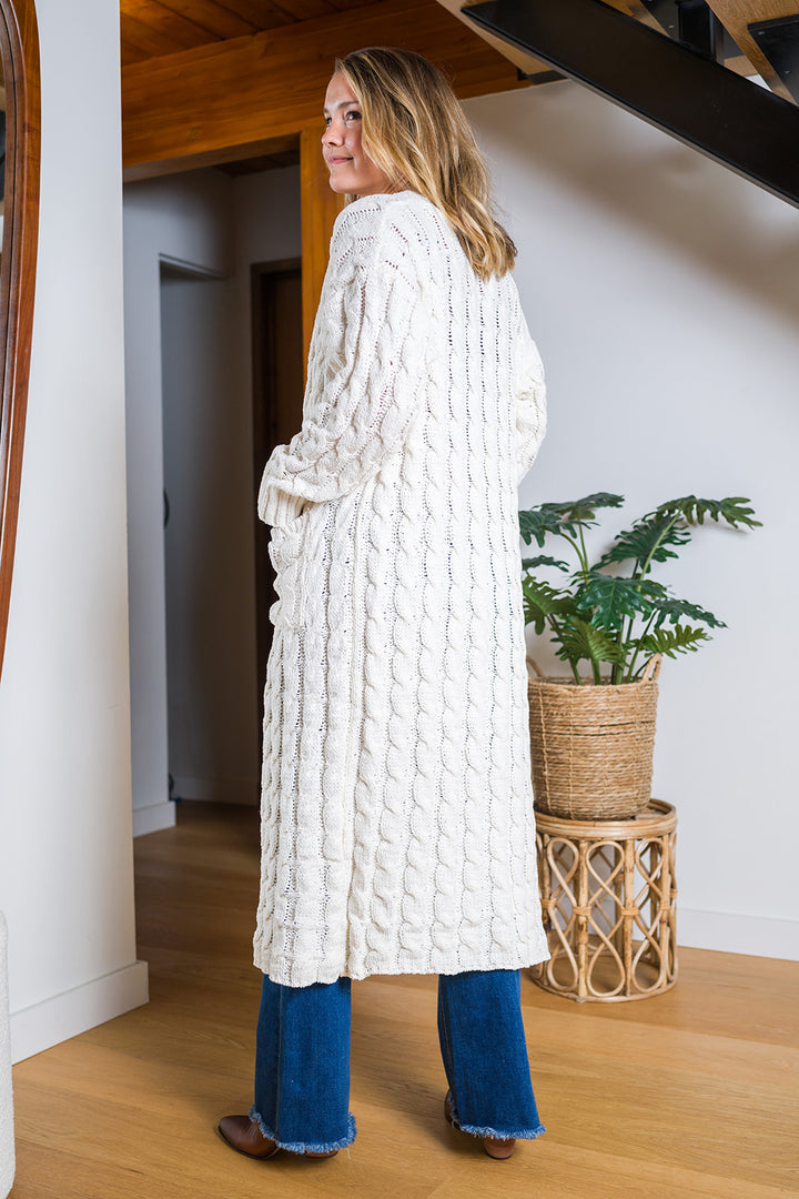 My Cozy Cable Knit Duster (Cream)