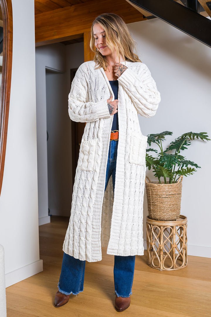 My Cozy Cable Knit Duster (Cream)