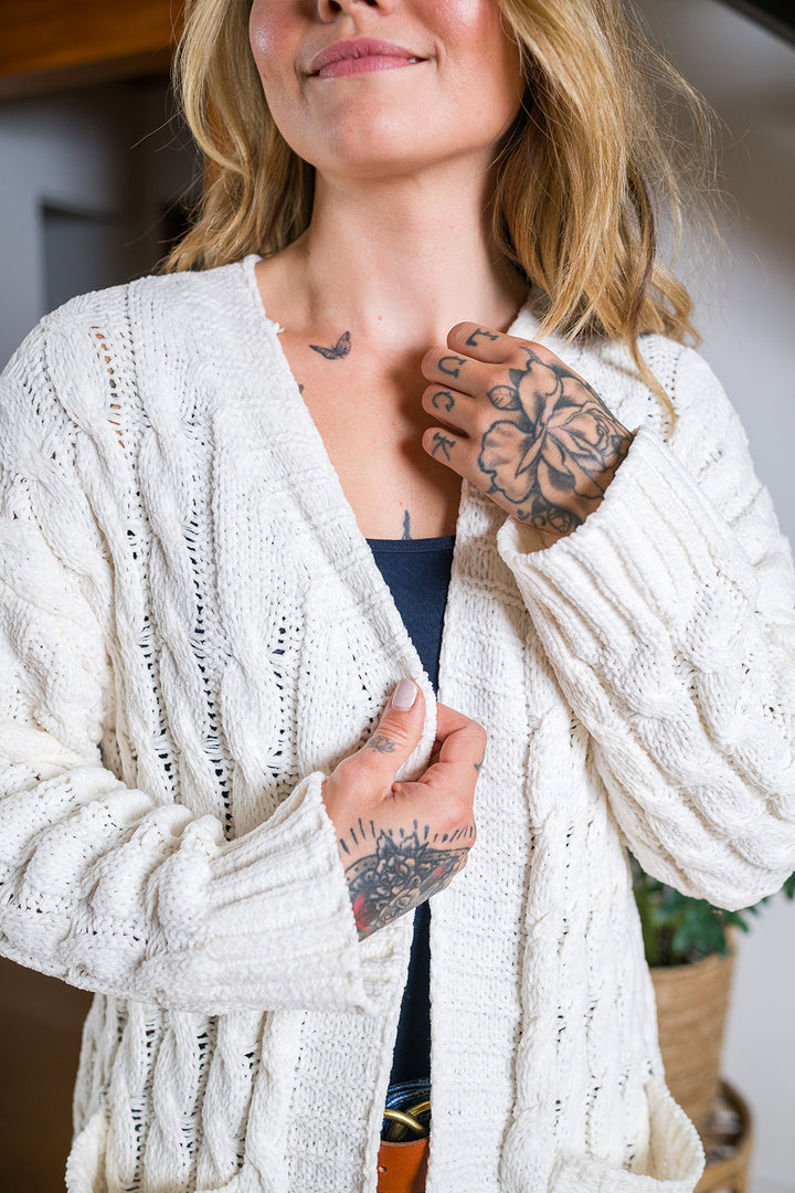 My Cozy Cable Knit Duster (Cream)