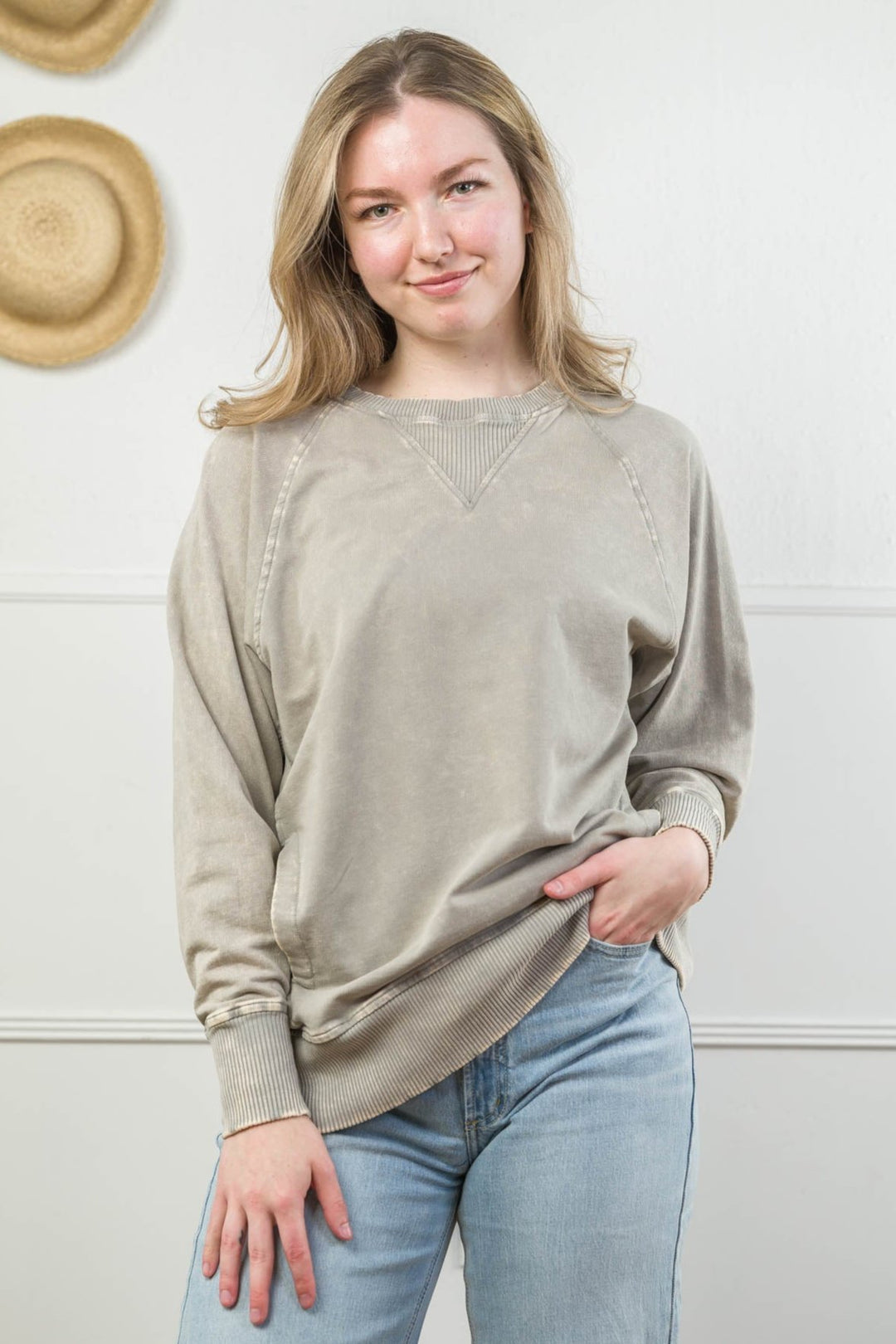 Zen Mineral Wash Sweatshirt (Sleet Grey)