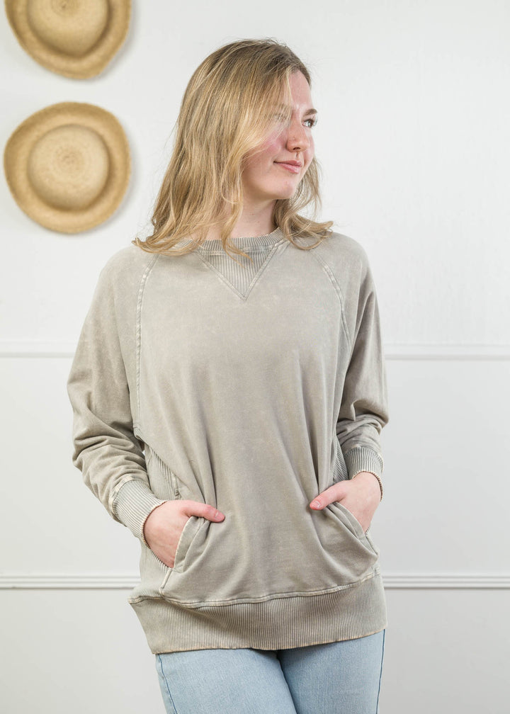 Zen Mineral Wash Sweatshirt (Sleet Grey)