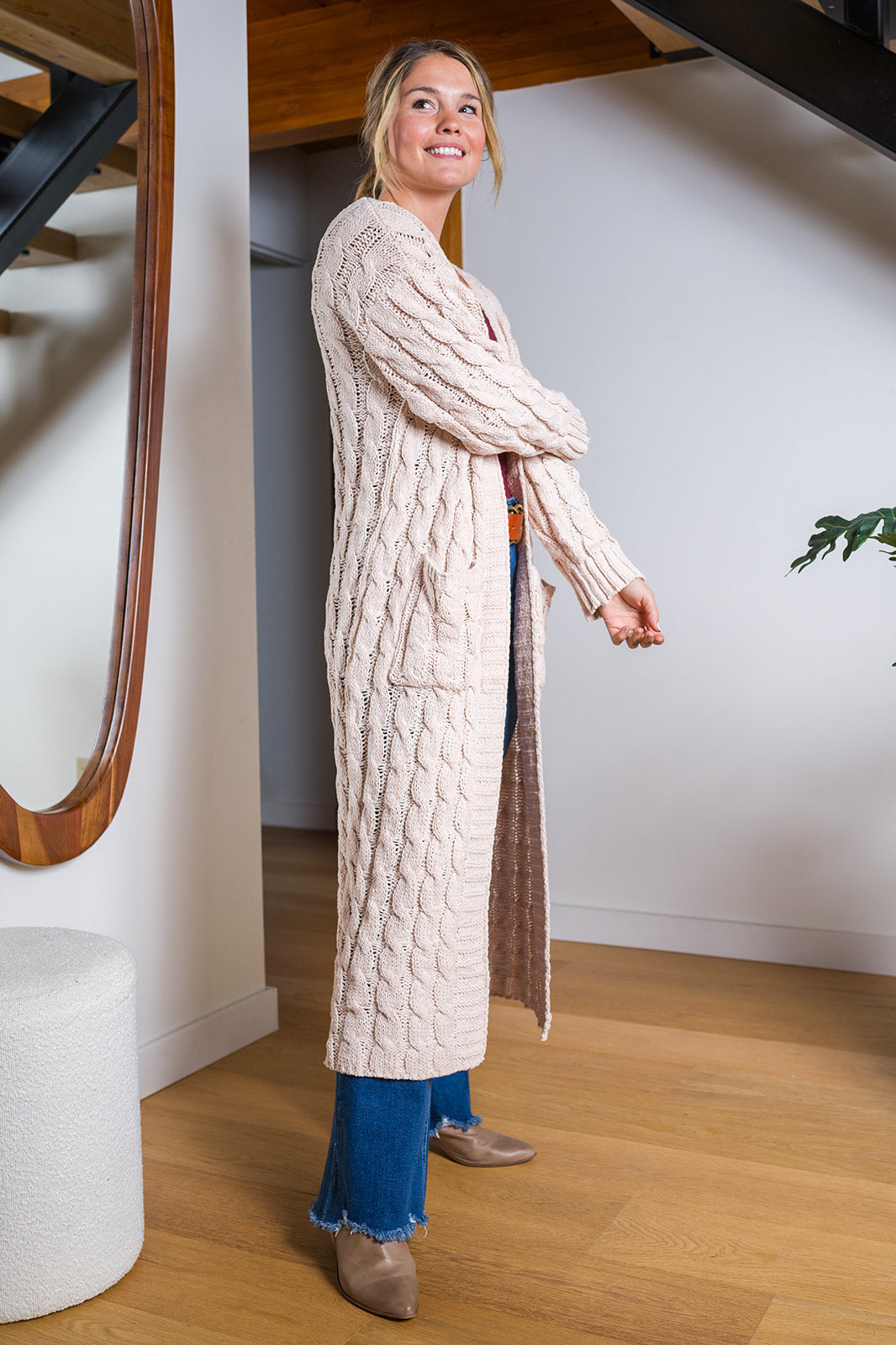 My Cozy Cable Knit Duster (Beige)