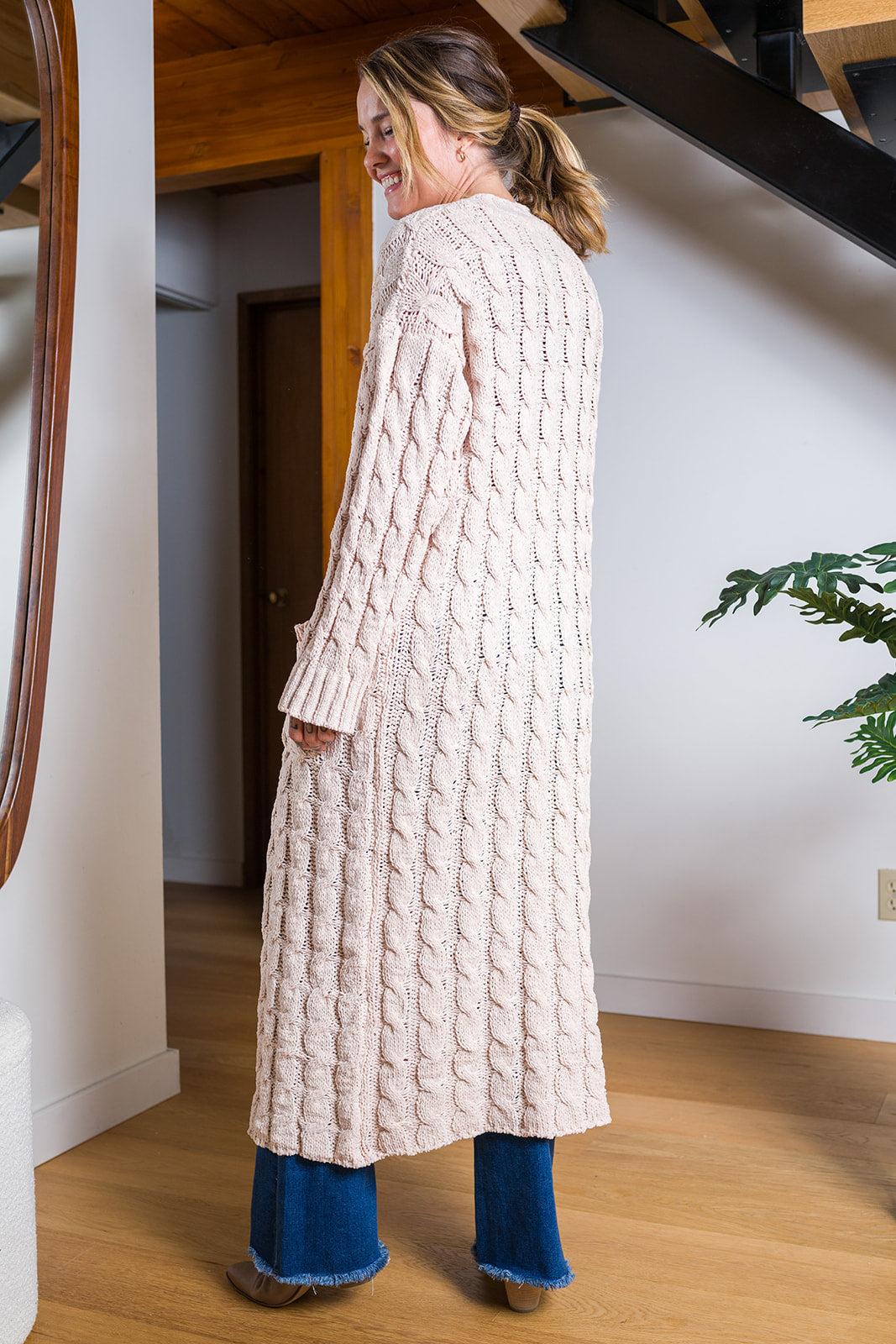 My Cozy Cable Knit Duster (Beige)