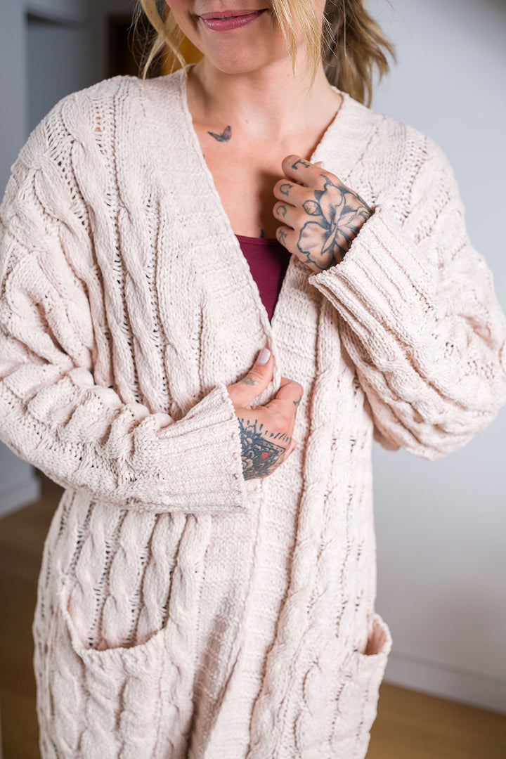 My Cozy Cable Knit Duster (Beige)