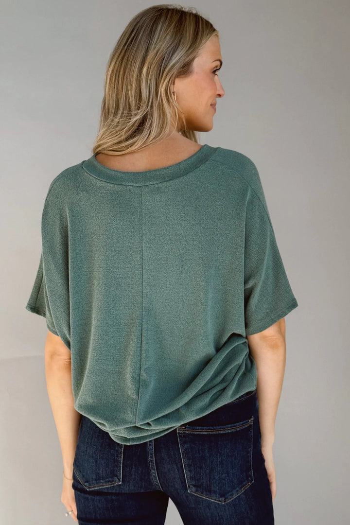 Jolie Slouchy Dolman Tee (Dark Sage)