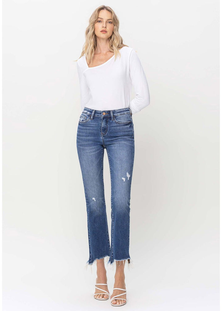 Flying Monkey Mid Rise Fray Bootcut Jean