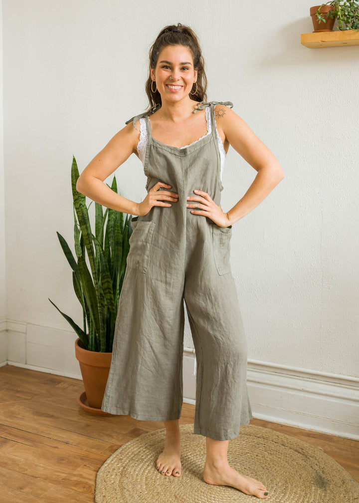Lighter Days Linen Jumpsuit (Taupe)