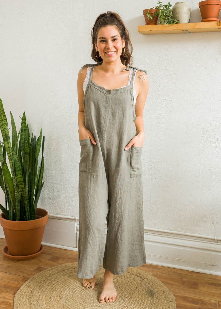 Lighter Days Linen Jumpsuit (Taupe)