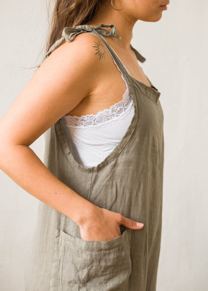 Lighter Days Linen Jumpsuit (Taupe)