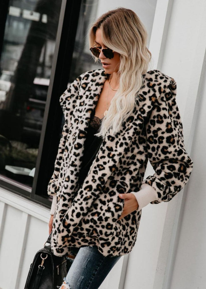 Leopard print cardigan for Fall by Vibe Apparel Canada