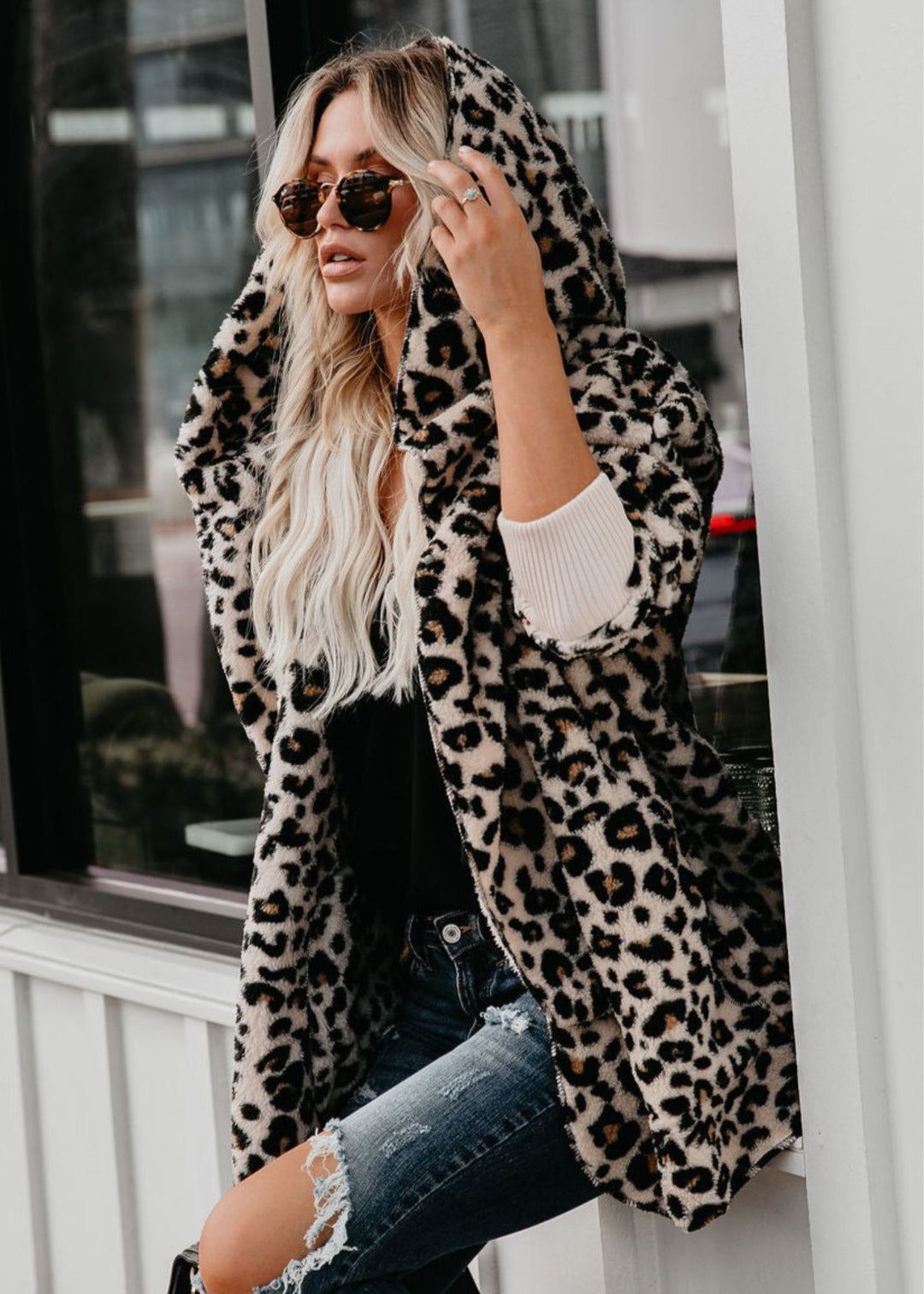 Hooded leopard print Fall jacket by Vibe Apparel Canada