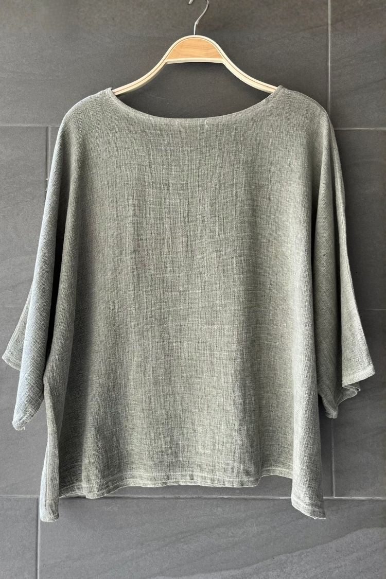 Meo Linen Boxy Pocket Tee (Olive)