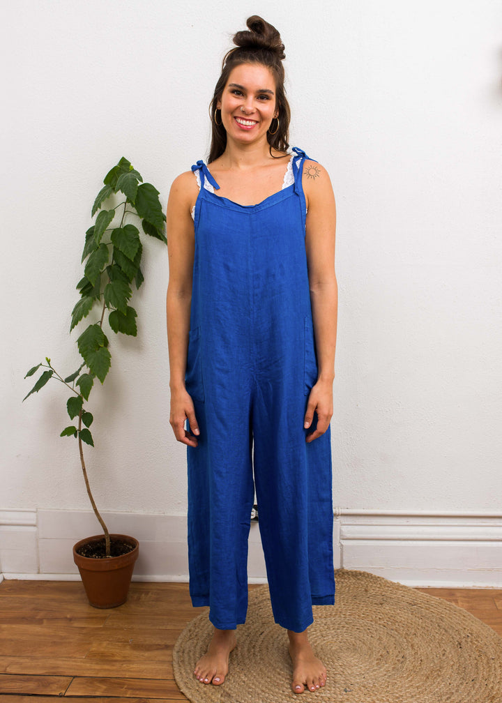 Lighter Days Linen Jumpsuit (Royal Blue)