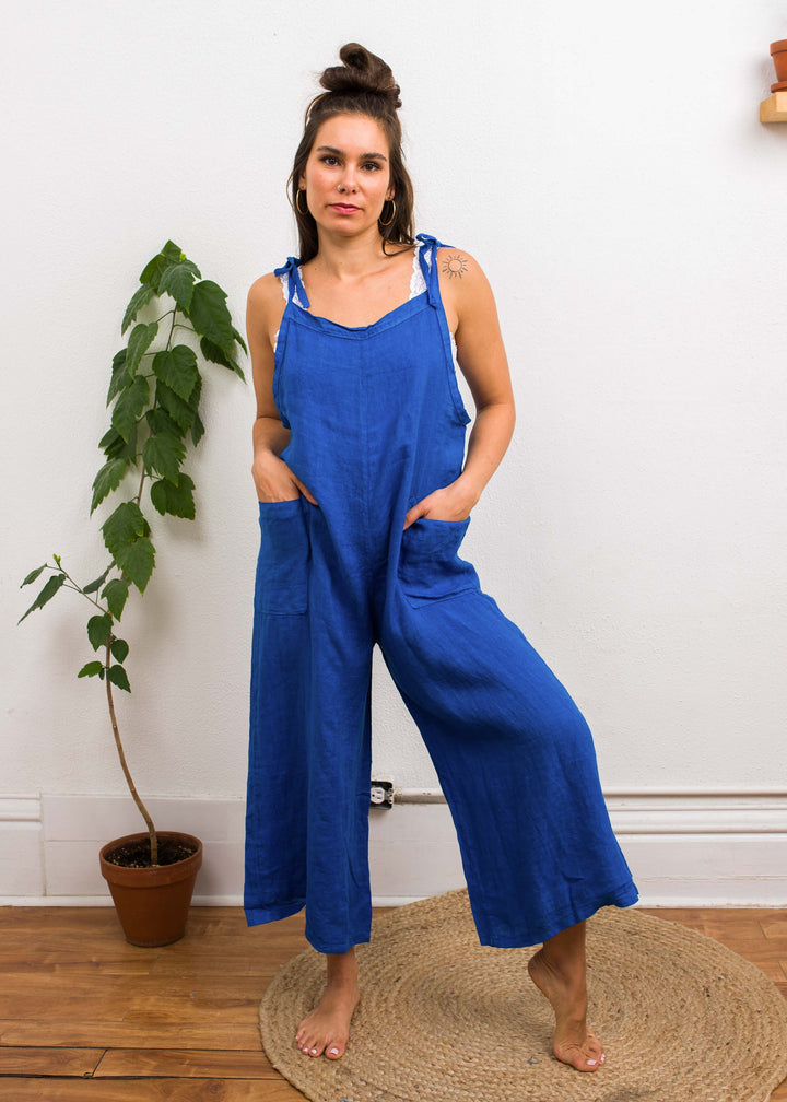Lighter Days Linen Jumpsuit (Royal Blue)