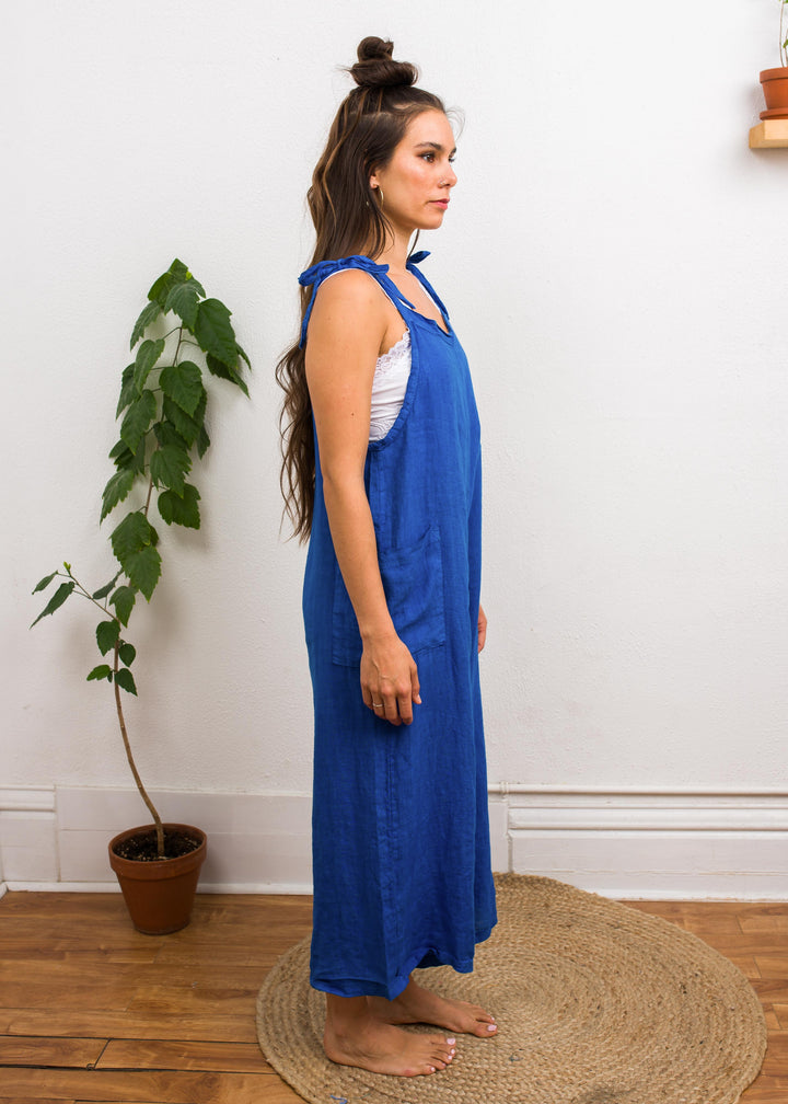 Lighter Days Linen Jumpsuit (Royal Blue)