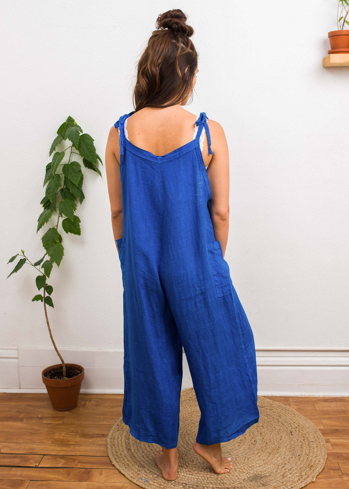 Lighter Days Linen Jumpsuit (Royal Blue)