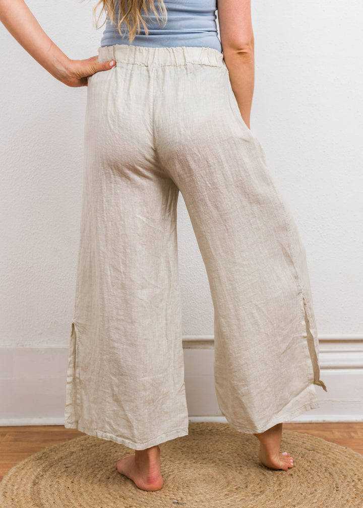Meo Linen Wide Leg Pant (Taupe)