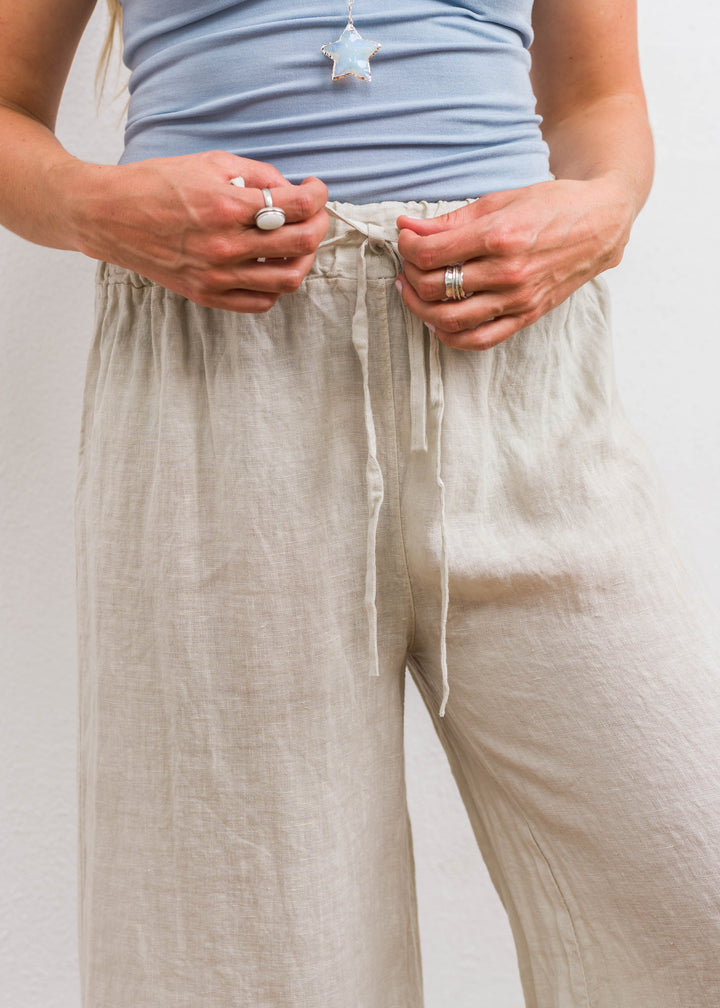 Meo Linen Wide Leg Pant (Taupe)