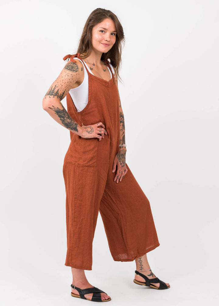 Meo Linen Lighter Days Jumpsuit (Rust)