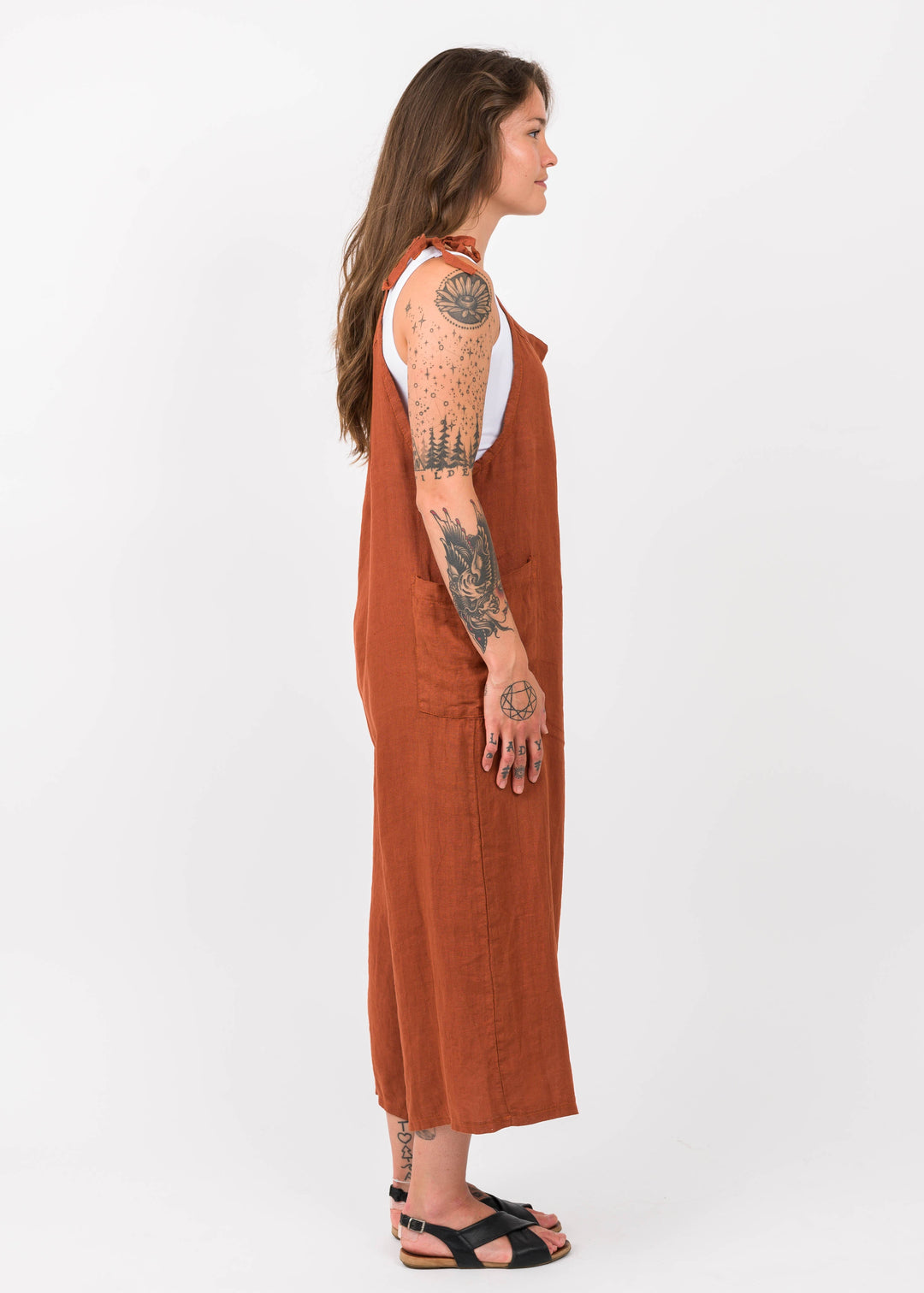 Meo Linen Lighter Days Jumpsuit (Rust)
