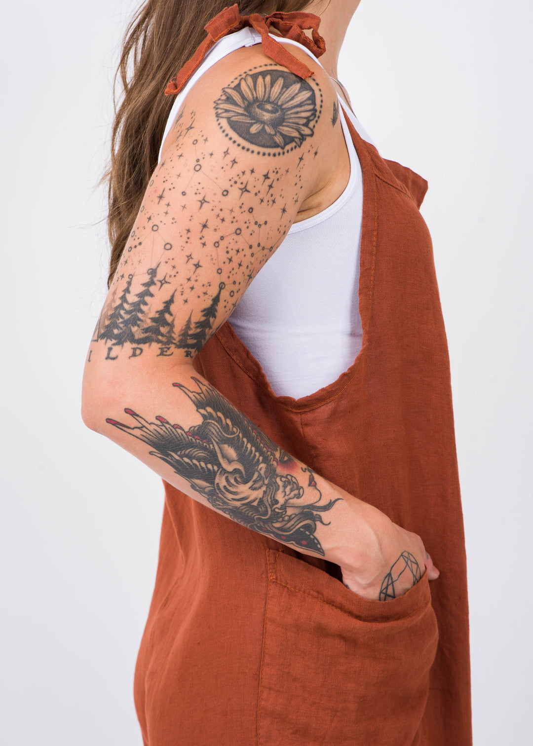 Meo Linen Lighter Days Jumpsuit (Rust)