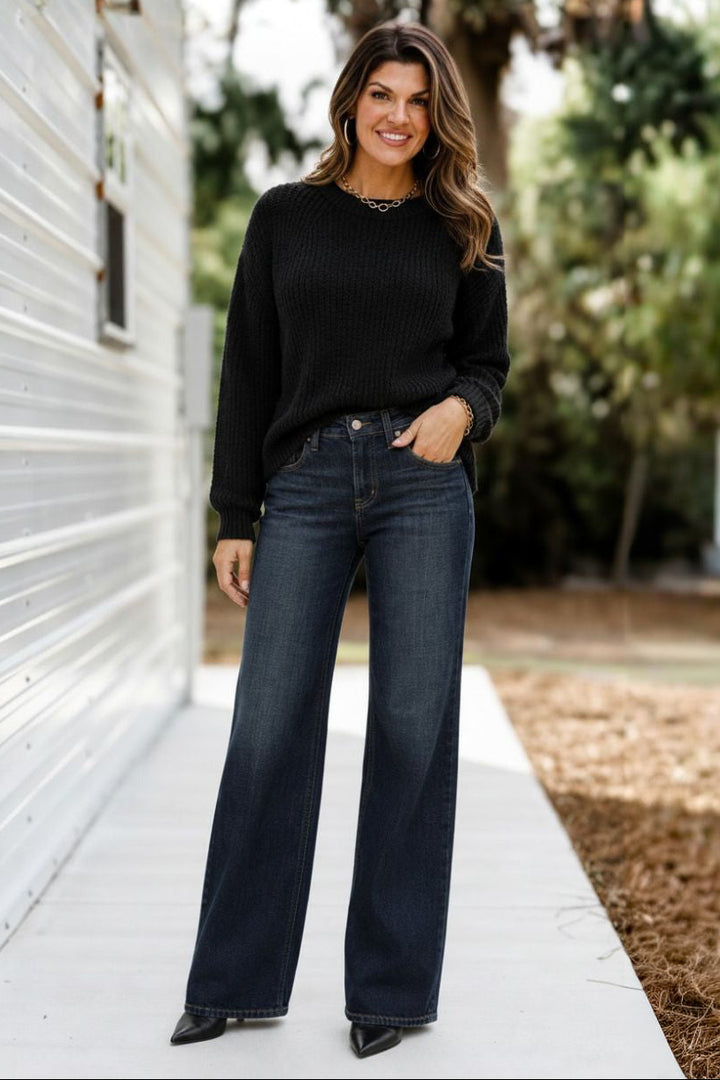 Silver Suki Luxe Stretch Wide Leg Jean 33" (Dark Wash)