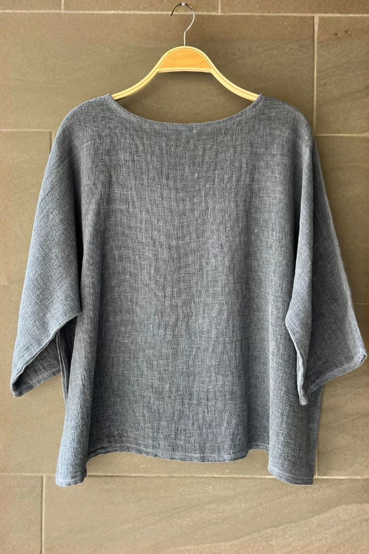 Meo Linen Boxy Pocket Tee (Navy)