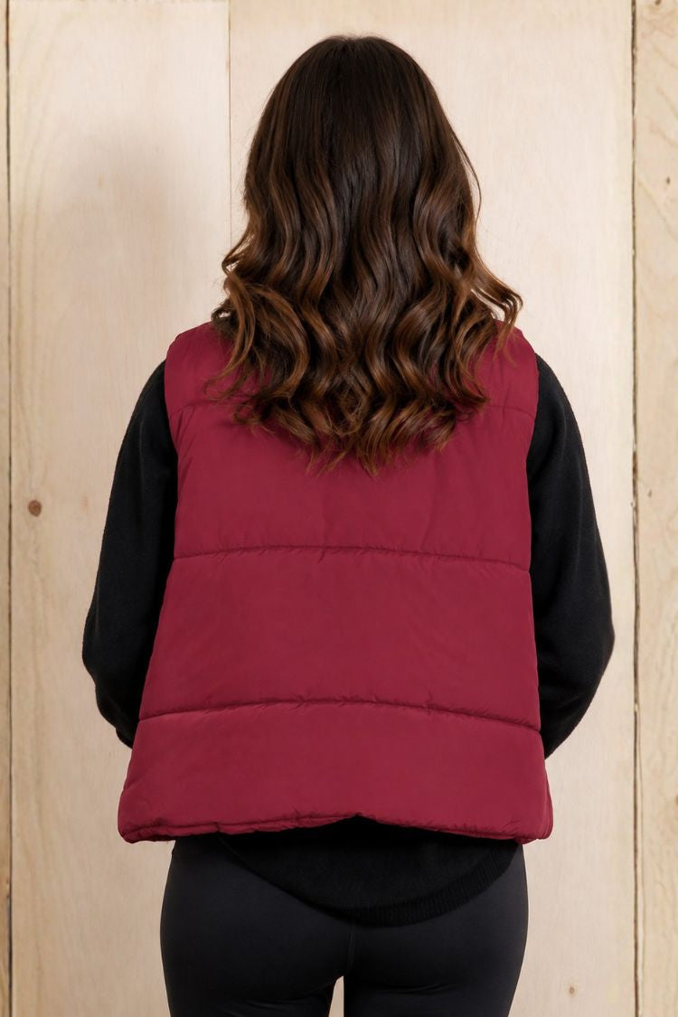 Zen Puffer Vest (Burgundy)
