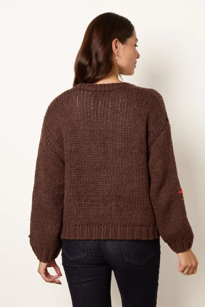 My Cozy Wildflower Knit Cardigan (Coffee)
