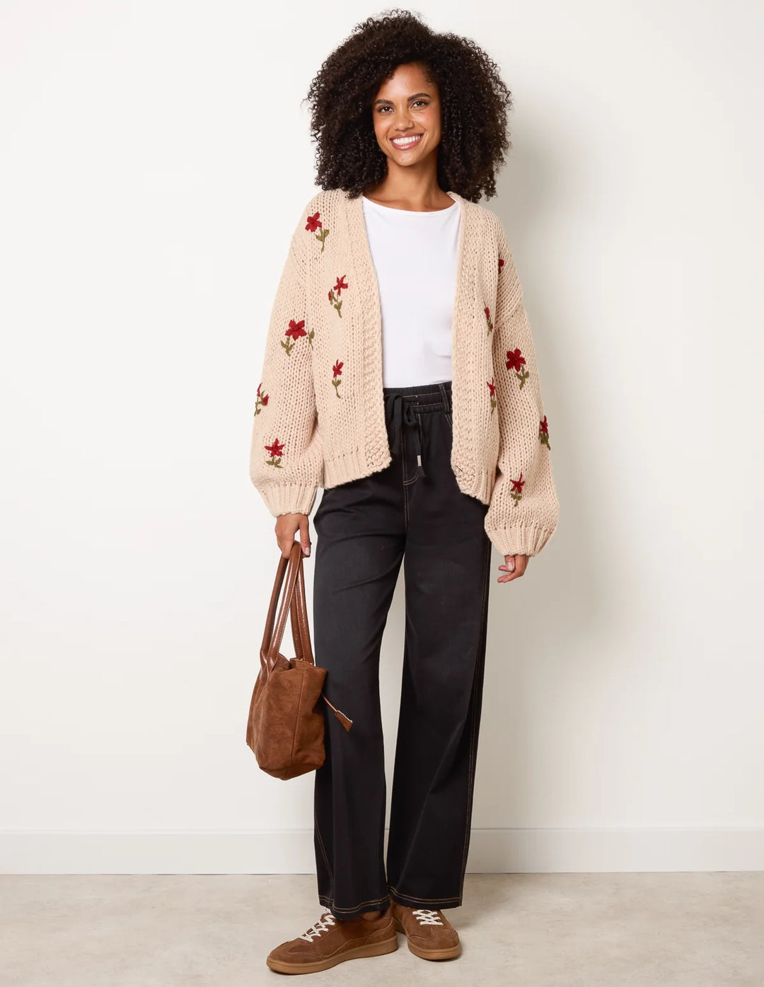 My Cozy Wildflower Knit Cardigan (Camel)
