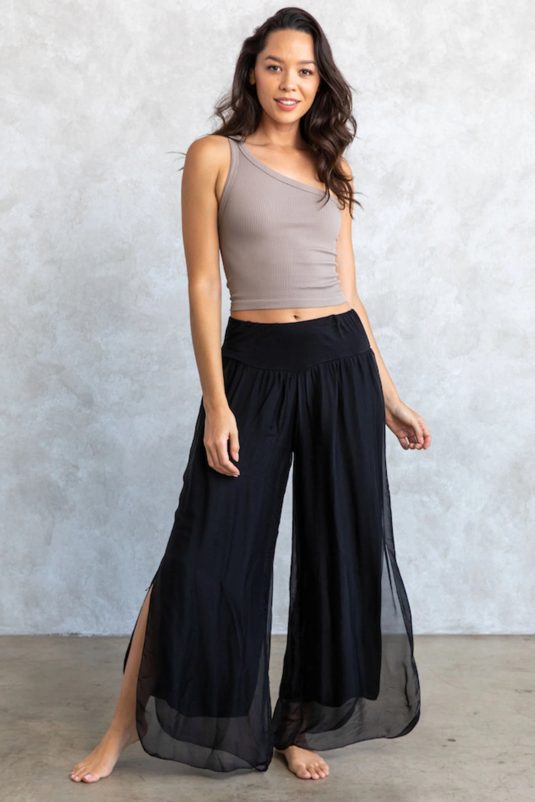 Meo Silk High Rise Pants (Black)