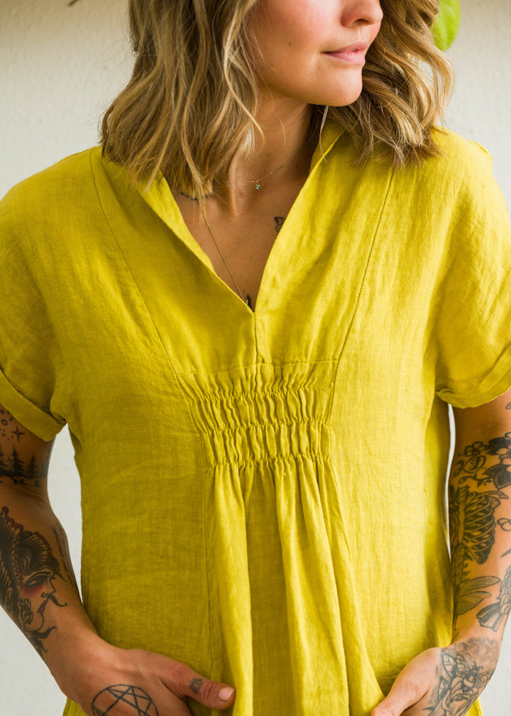 Meo Linen Pocket Dress (Mustard)