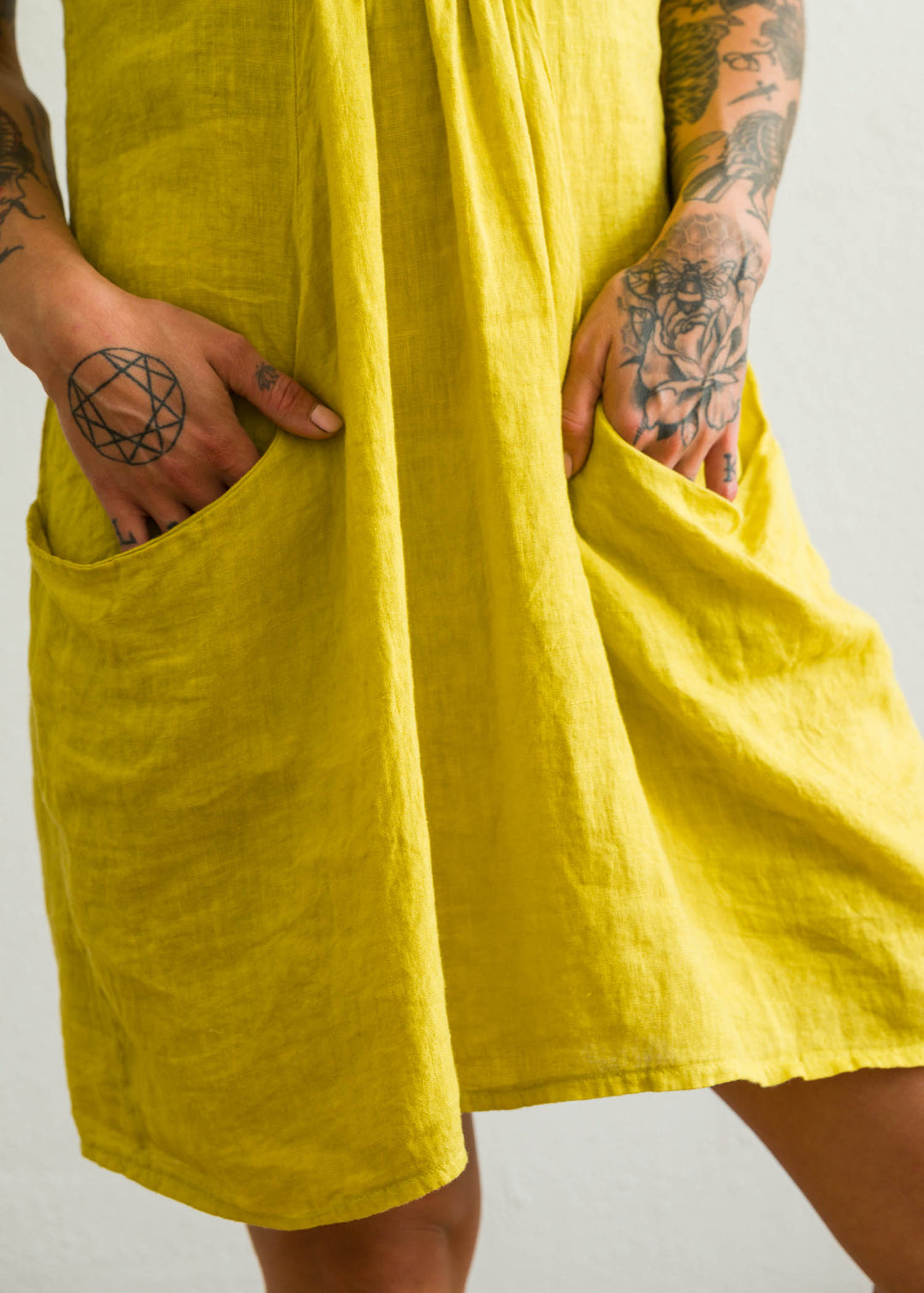 Meo Linen Pocket Dress (Mustard)