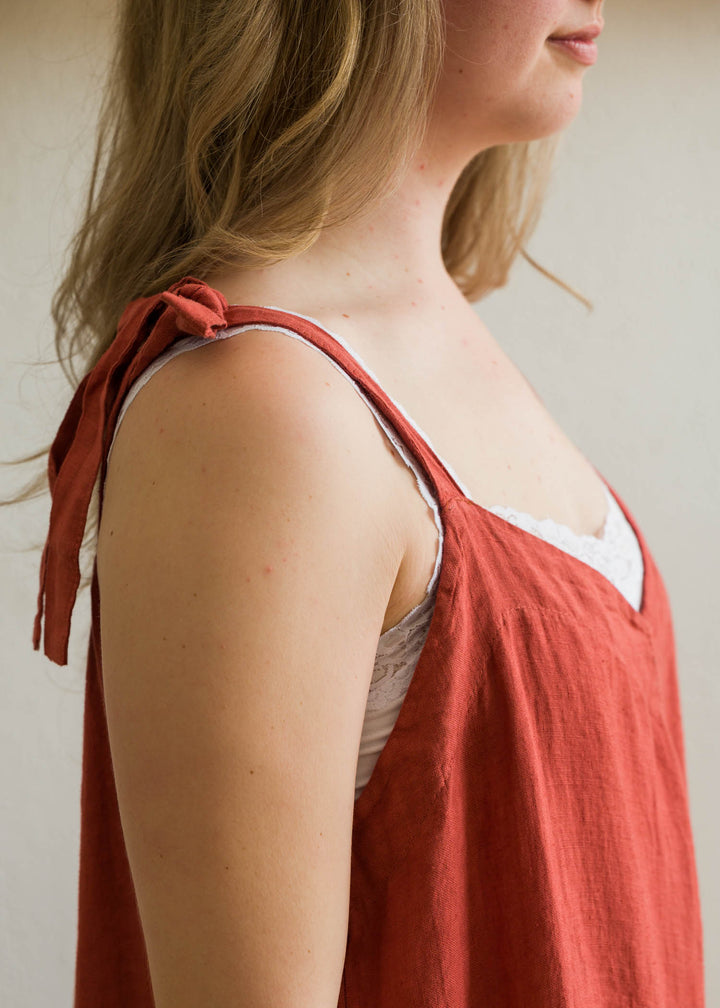 Meo Linen Oversized Jumpsuit (Chili Pepper)
