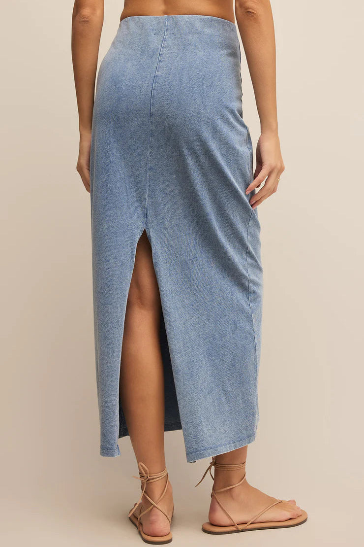 Z Supply Jersey Denim Midi Skirt