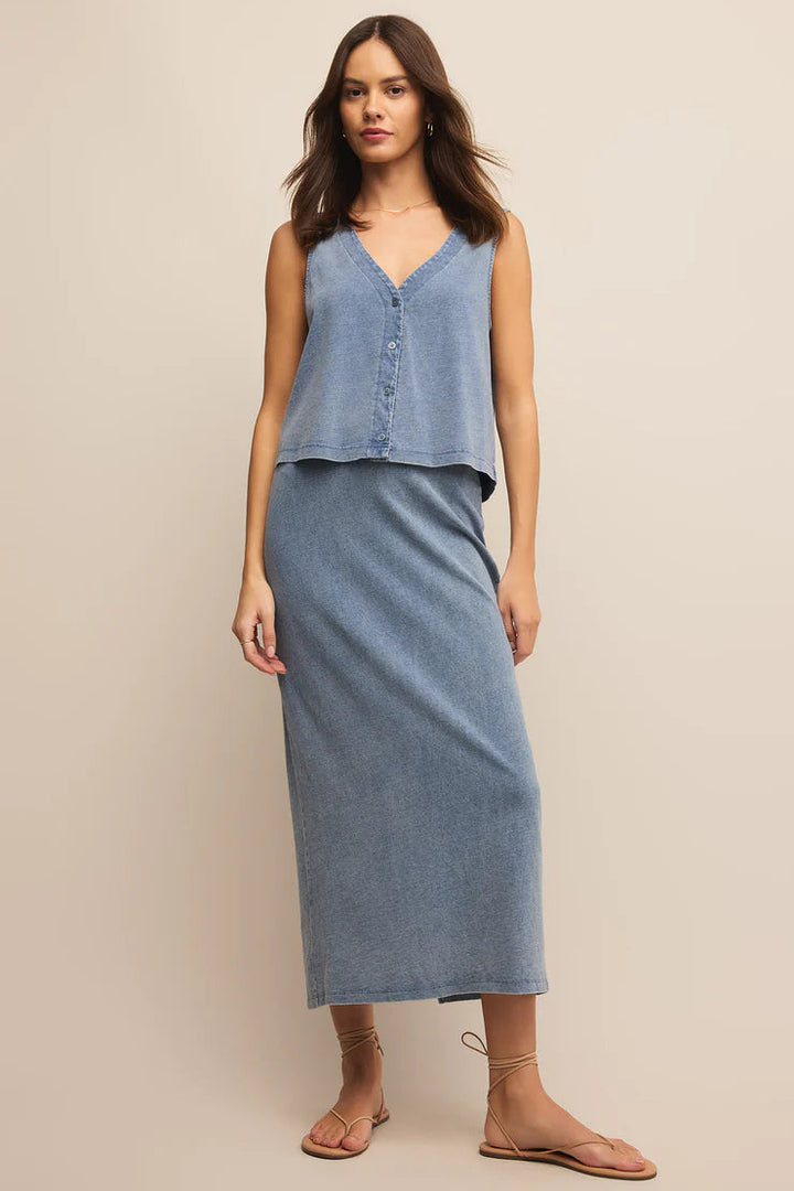 Z Supply Jersey Denim Midi Skirt