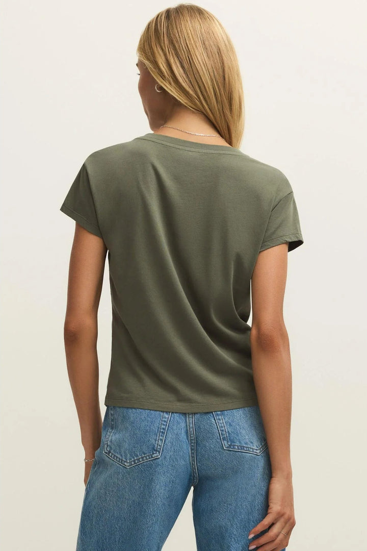 Z Supply Cotton V Neck Tee (Tea Leaf)