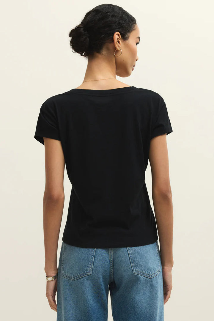 Z Supply Cotton V Neck Tee (Black)