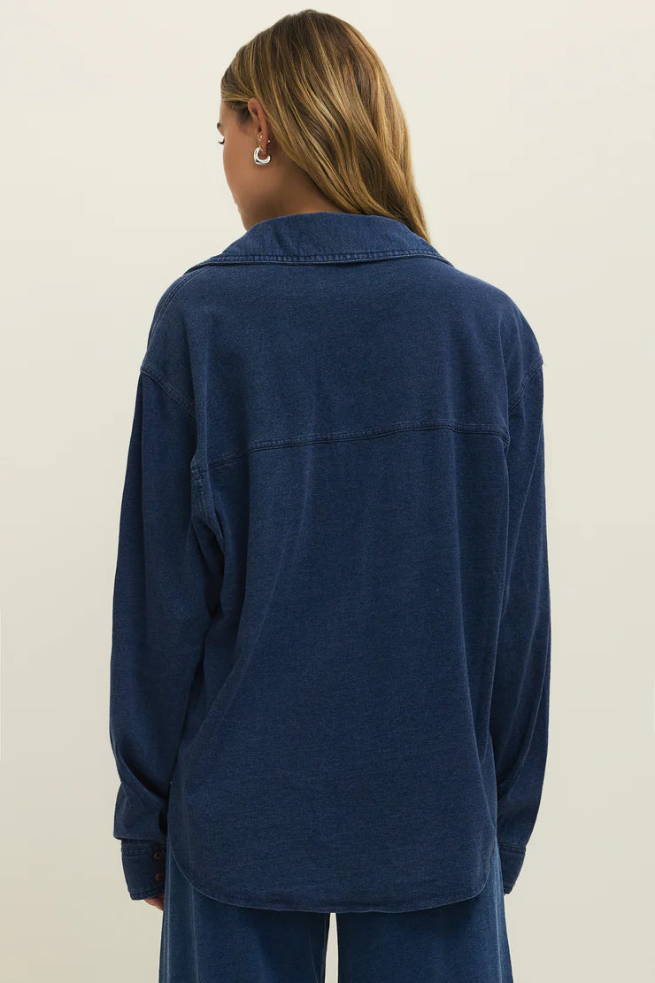 Z Supply Jersey Denim Button Up Shirt