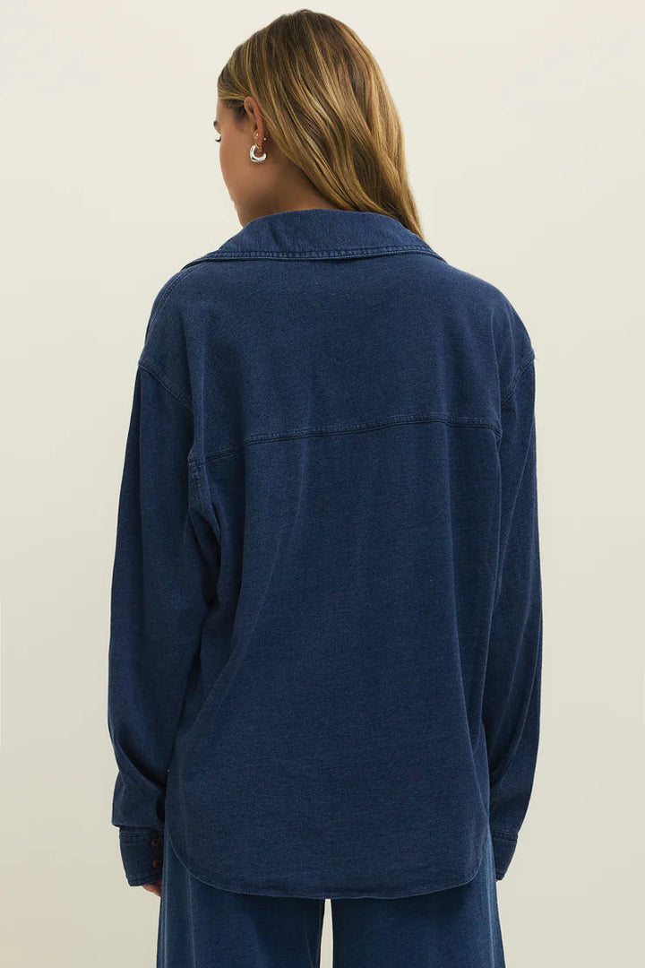 Z Supply Jersey Denim Button Up Shirt