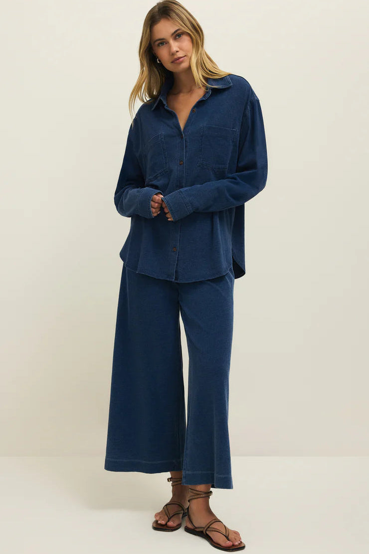 Z Supply Jersey Denim Button Up Shirt